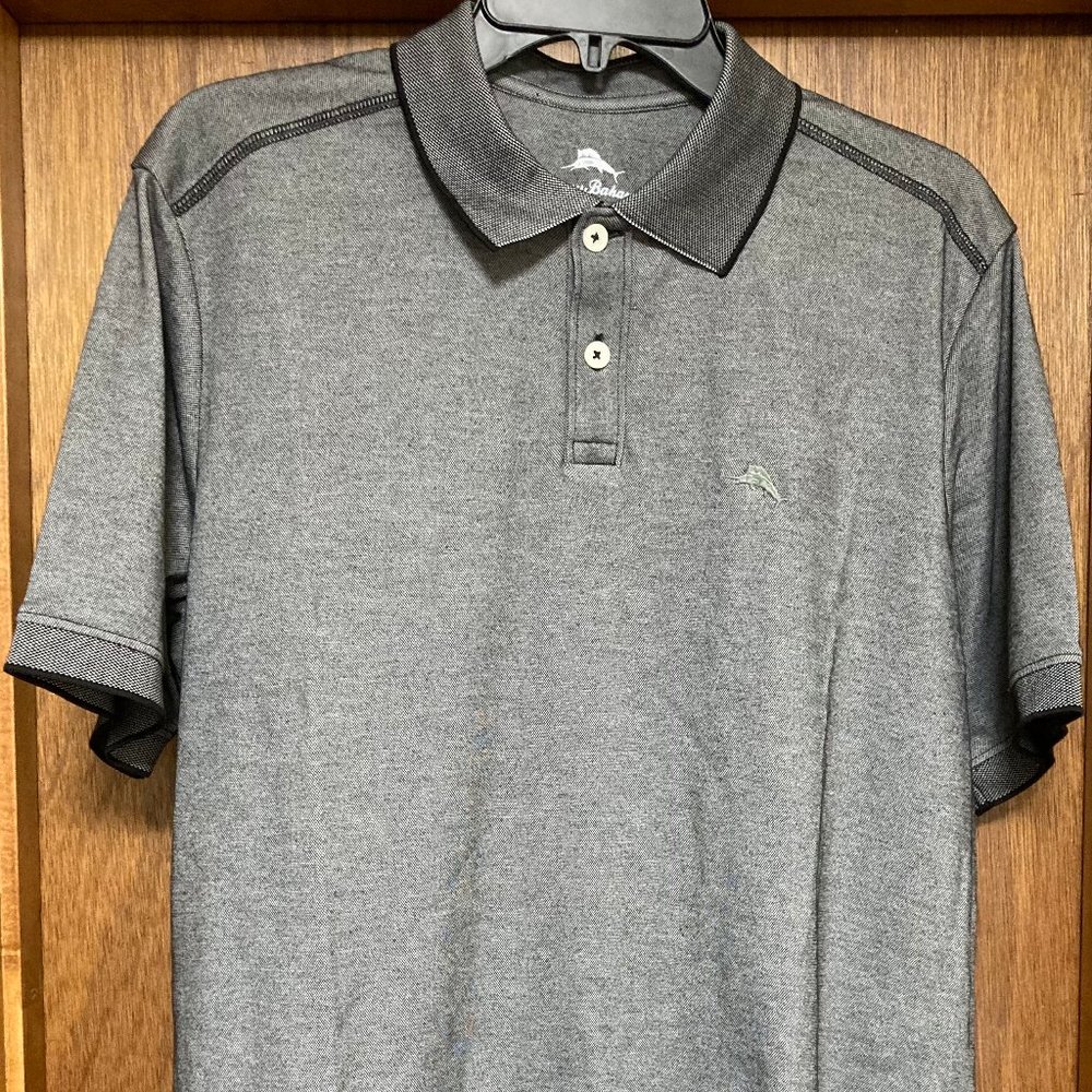 $90 Tommy Bahama moisture wicking golf polo shirt black, size Small NWT